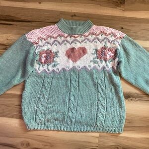 Vintage 90s Floral Sweater Size M Conspiracy SHOULDER PADS!